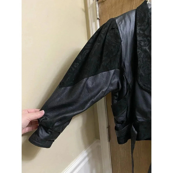 Winlit Women's Vintage Retro 80s 90s Black Leather Suede Jacket Designs Size P - Picture 5 of 16